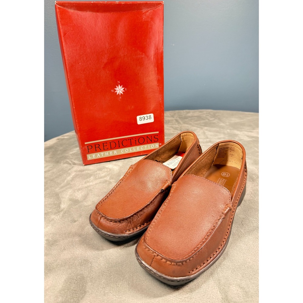Predictions Ashland Moc Loafers Womens 8.5 Brown Leather Slip On Comfort